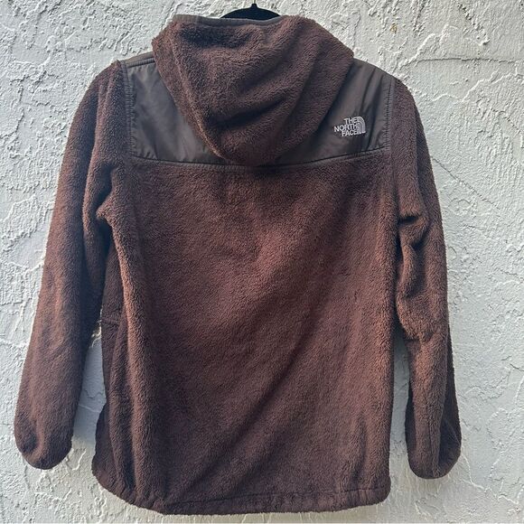 THE NORTH FACE Jacket Girls Size Large Hoodie Full Zip Fleece Furry Cozy Brown - Picture 3 of 7